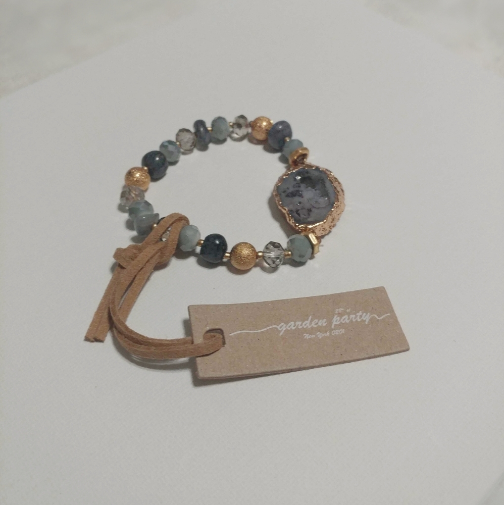 (SOLD)NWT Electroplated Natural Raw Stone Bracelet - Picture 4 of 8
